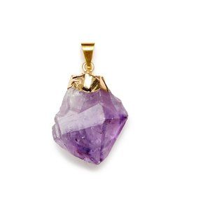 Rough Amethyst Point Necklace Pendant & Chain Fashion Jewelry
